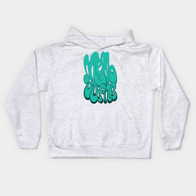 Melbourne Text - Arcadia green Kids Hoodie by BigNoseArt